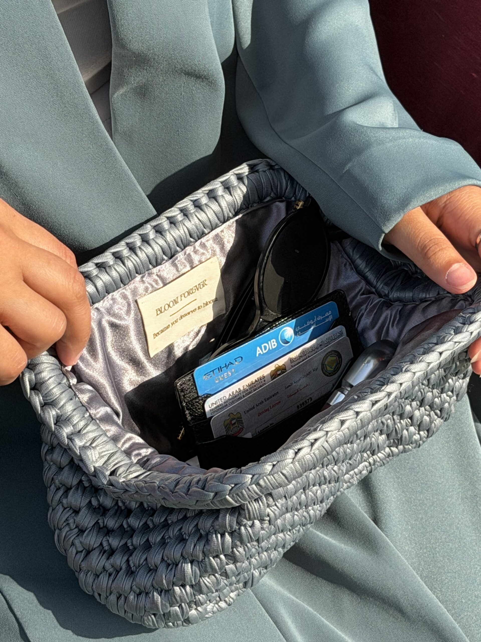 Blue Woven Clutch bag